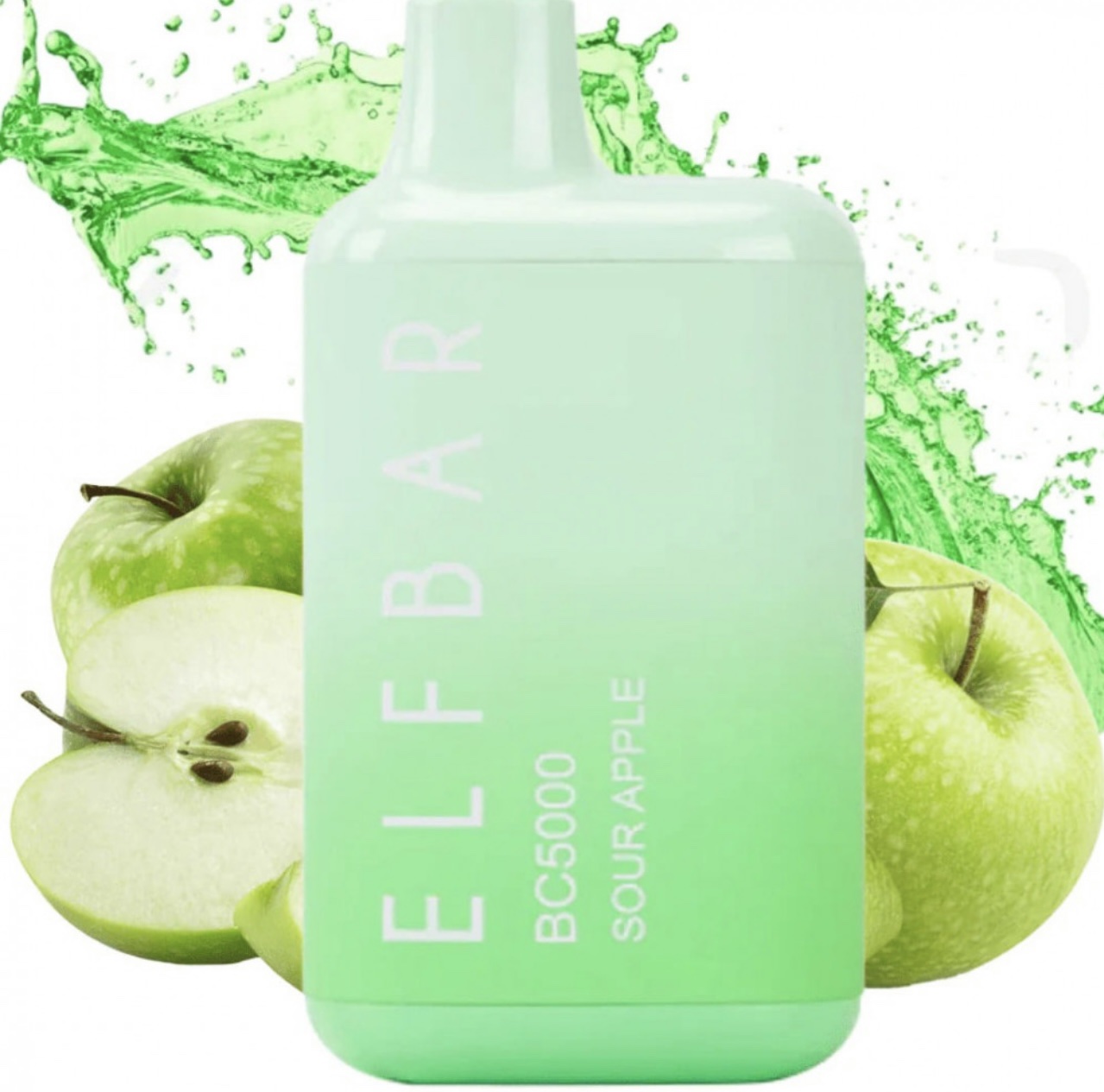 ٢٠٪؜سحبة الف بار بنكهة التفاح 5000 بف- Elf BAR BC SOUR APPLE 5000 PUFFS Disposable20%