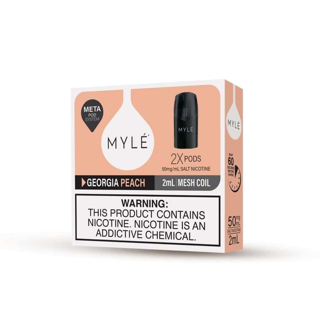 بودات مايلي الاصدار الخامس ميتا بود بنكهة حلاوة الخوخ الجورجي MYLE PODS GEORGIA PEACH V5